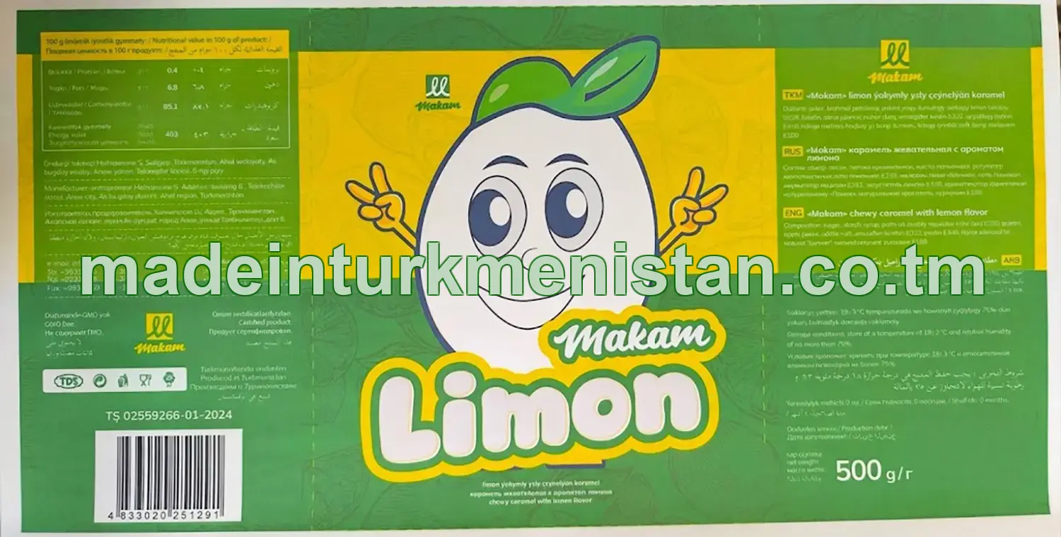 "Makam" limon ýakymly ysly çeýnelýän karamel