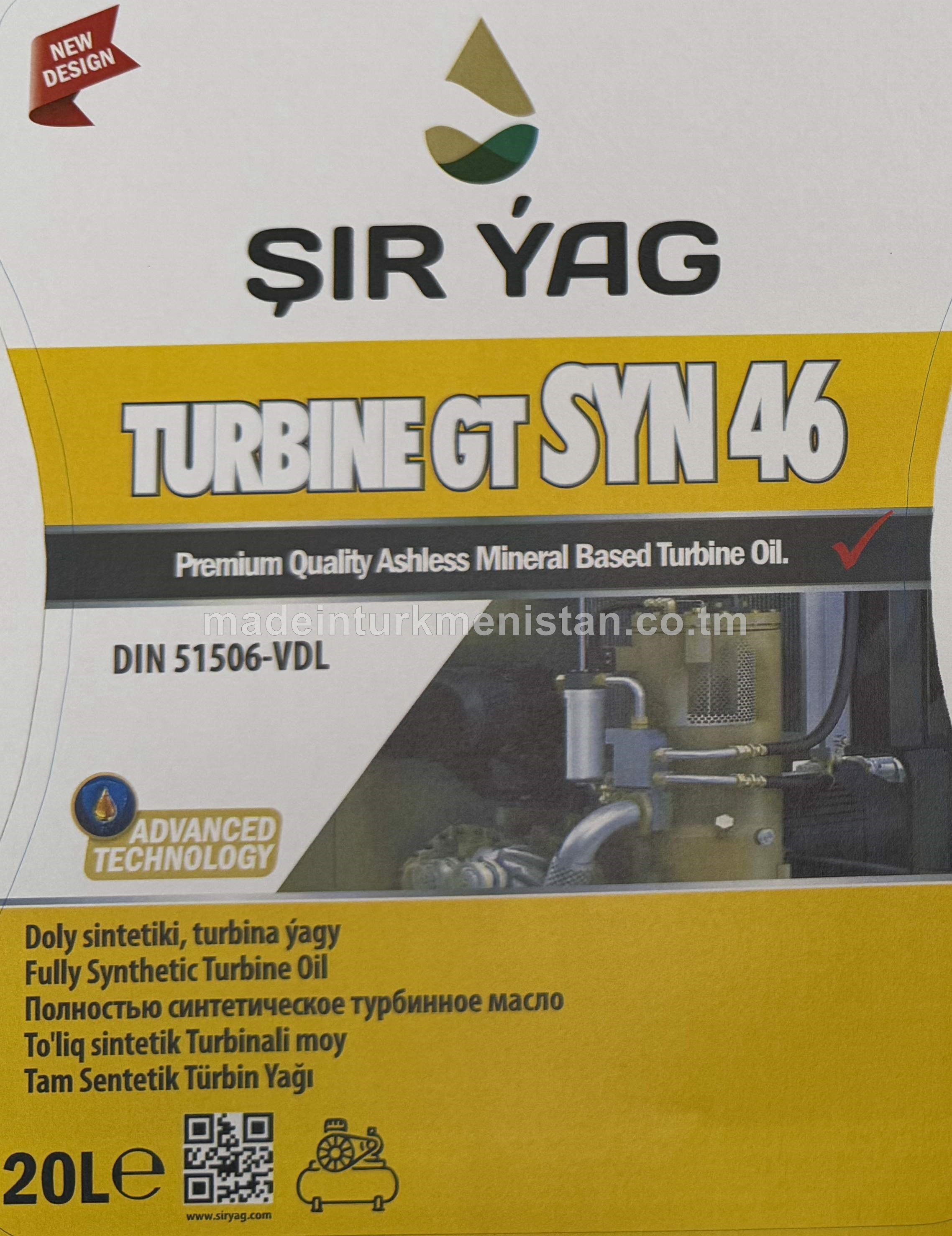 Doly sintetiki, turbina ýagy TURBINE GT SYN 46