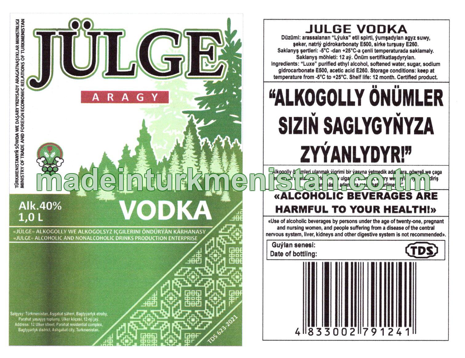 "Jülge" aragy. Alk: 40%