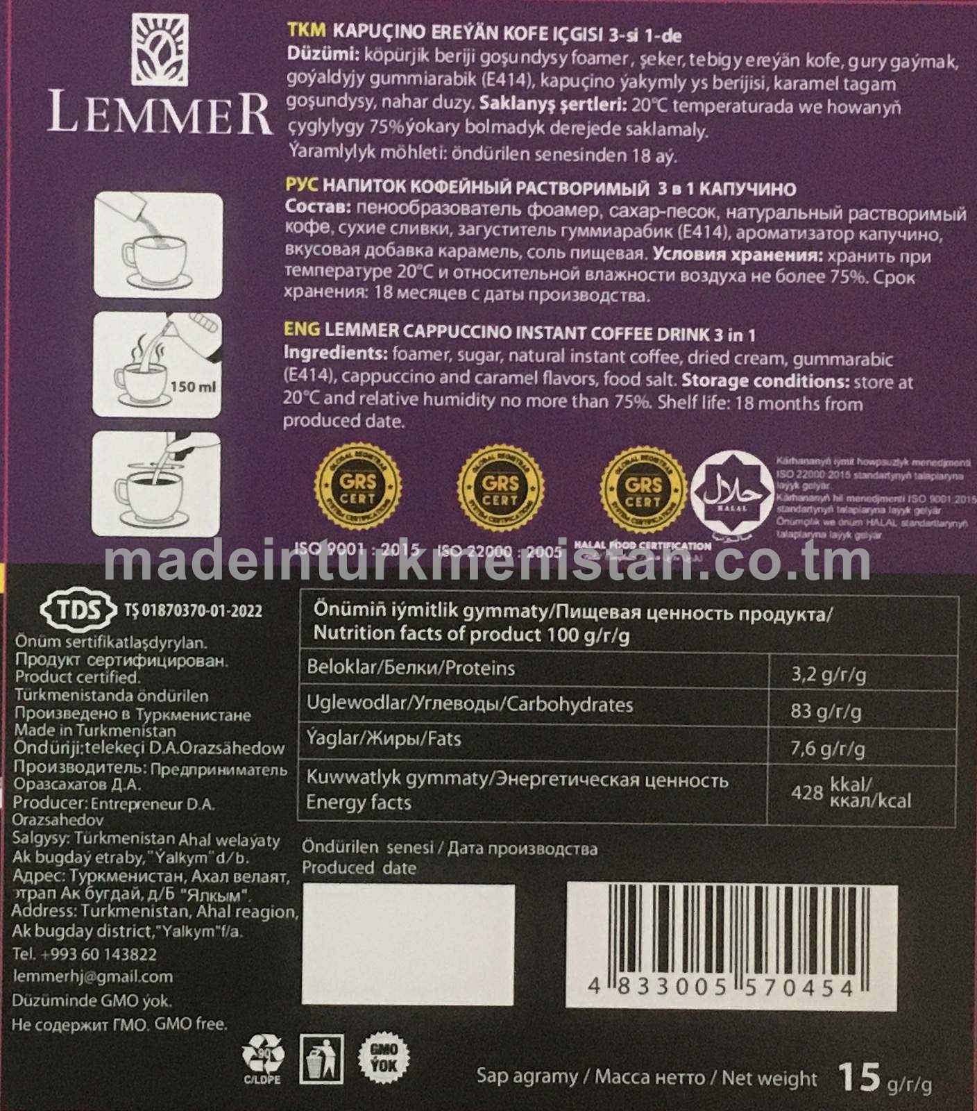 KAPUÇINO EREÝÄN KOFE IÇGISI 3-SI 1-DE