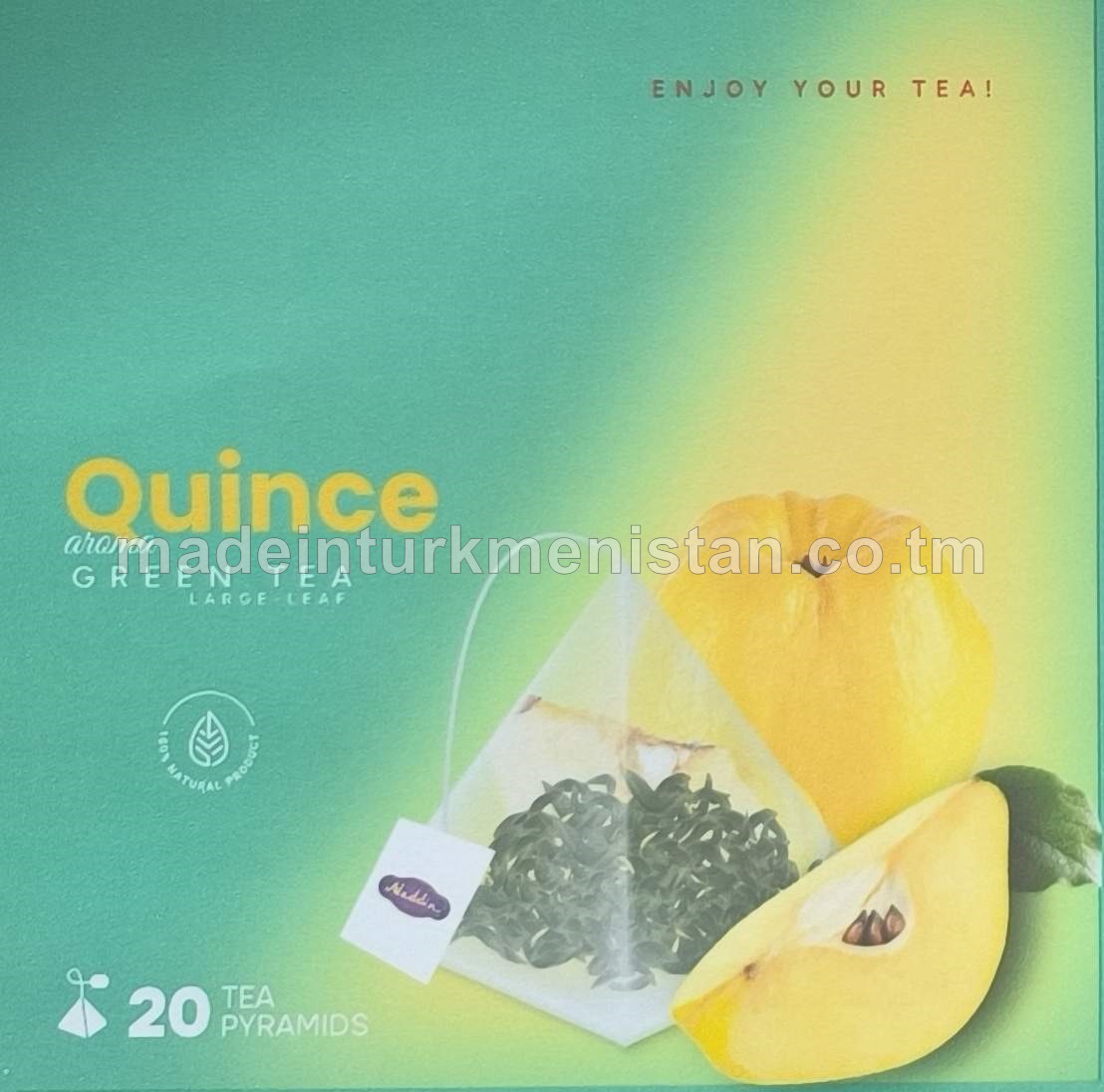 Behi ýakymly ysly iri ýaprakly gök çay. Piramida haltajykly