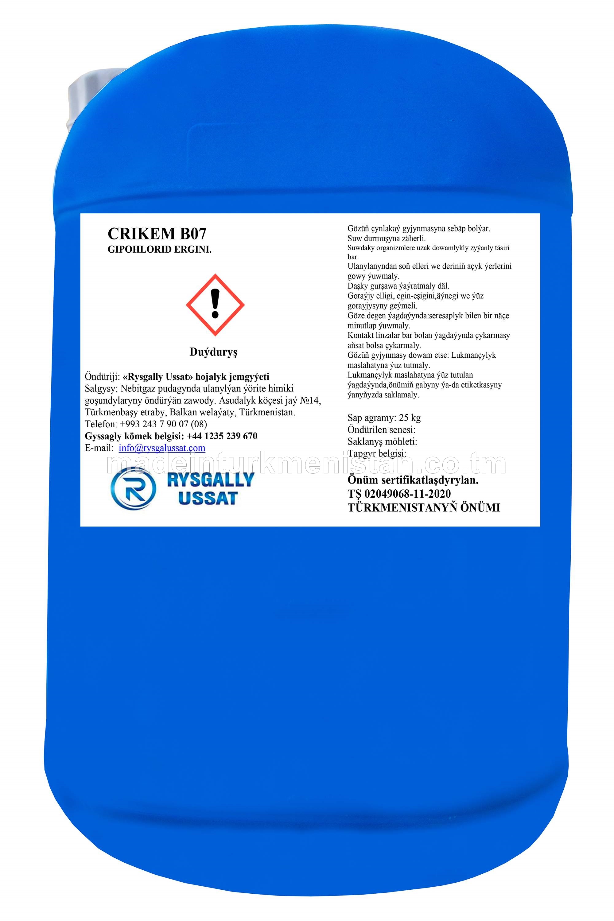 CRIKEM B07 GIPOHLORID ERGINI