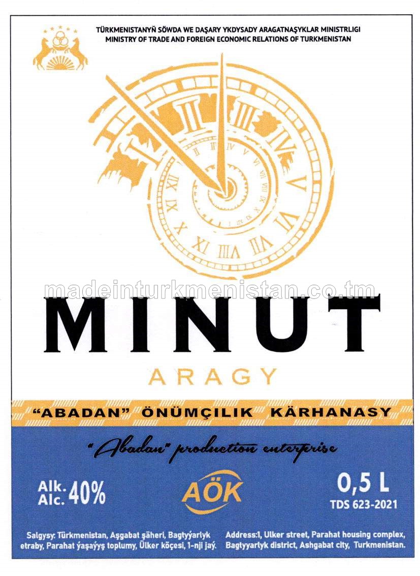 "Minut" aragy. Alk: 40%