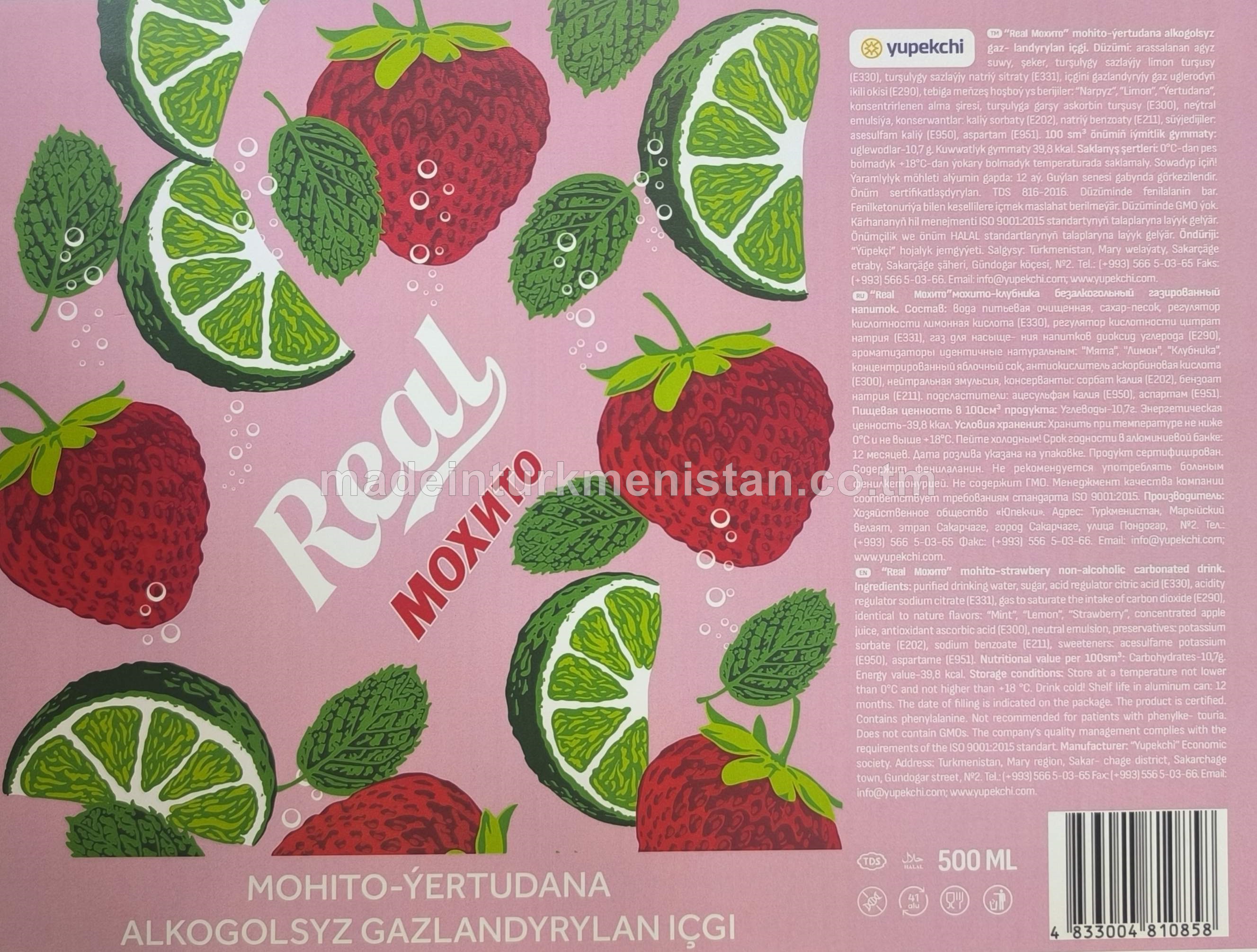 "Real Мохито" Mohito-ýertudana alkogolsyz gazlandyrylan içgi