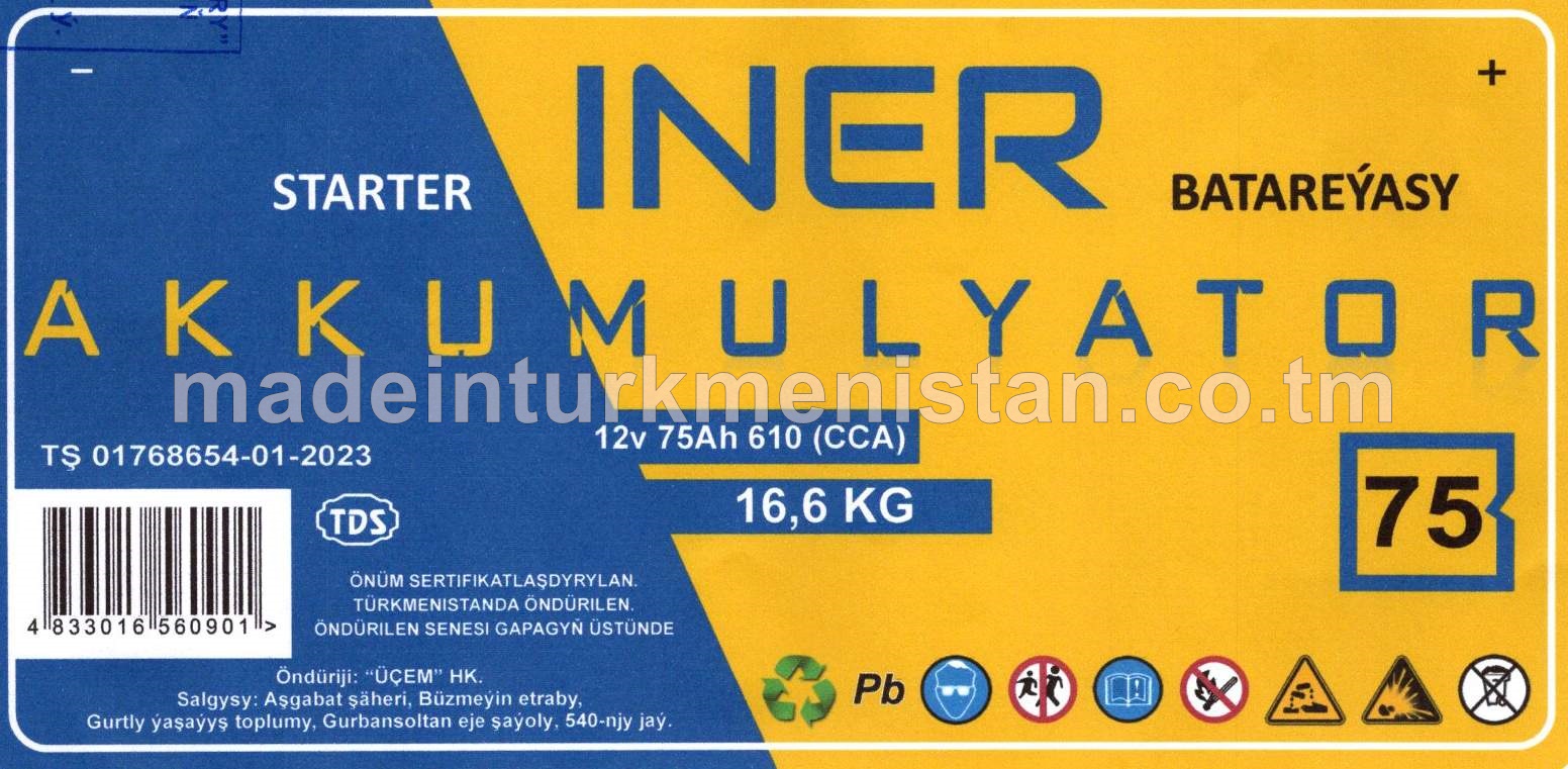 Akkumulýator batareýasy 12v 75Ah 610 (CCA)