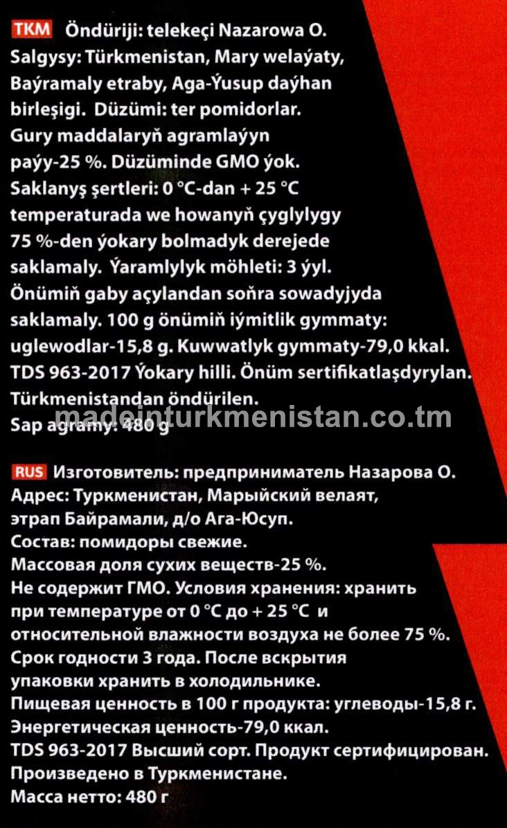 Ýokary hilli konsentrirlenen tomat goýutmasy