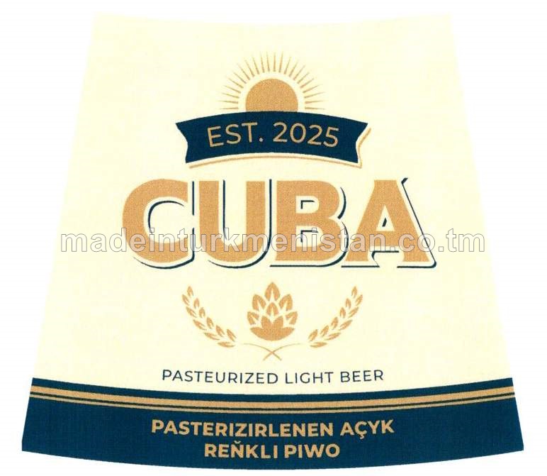 "Cuba light summer beer" pasterizirlenen açyk reňkli piwo. Alk: 4,5%