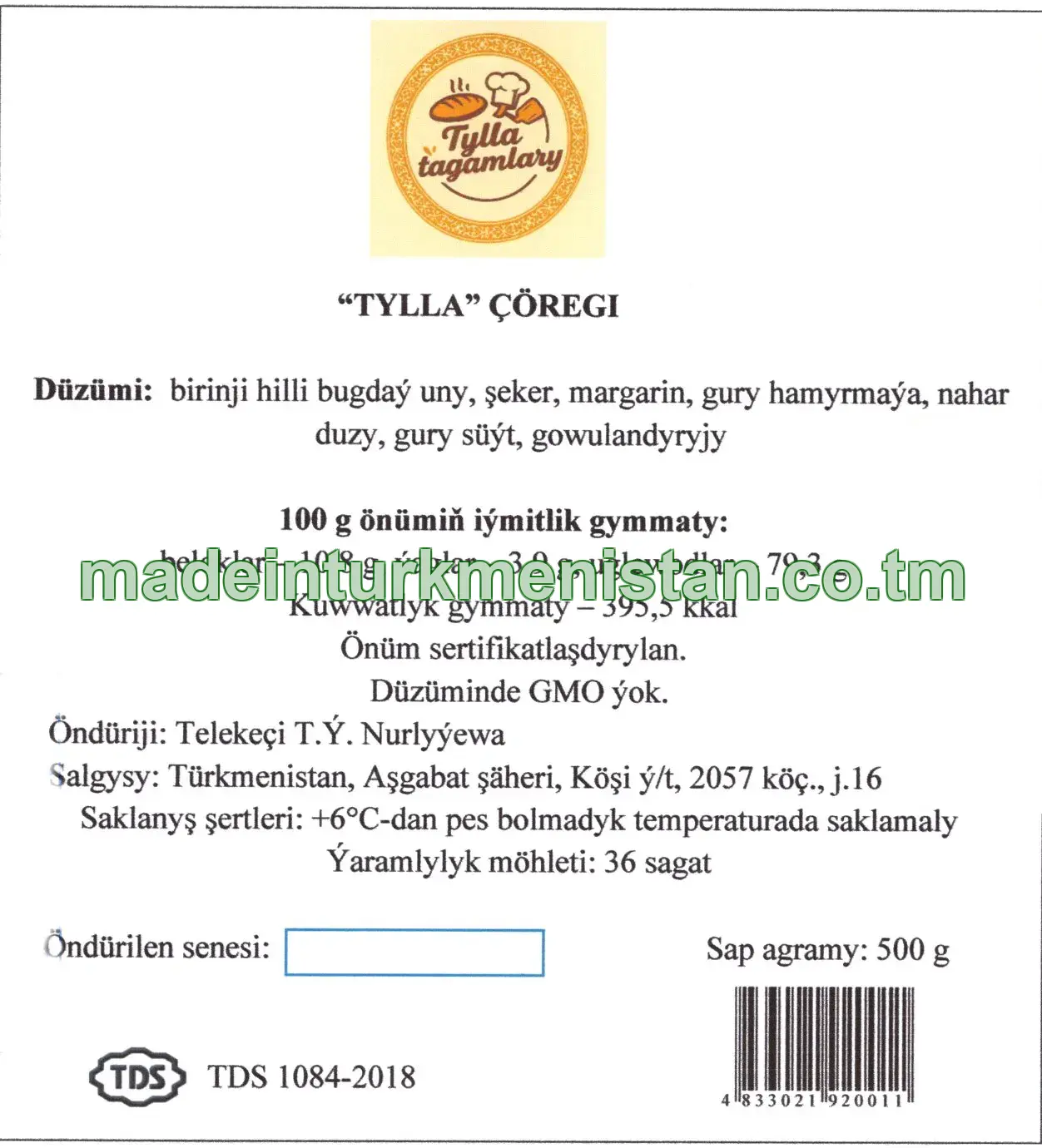 "Tylla" çöregi, birinji hilli bugdaý unundan
