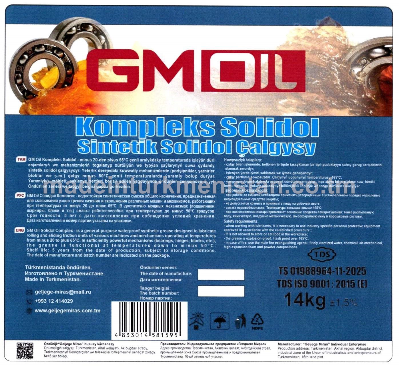 Kompleks Solidol Sintetik Solidol Çalgysy