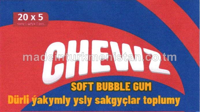 "chewz" Dürli ýakymly ysly sakgyçlar toplumy (ýertudana, pyrtykal, tutti-frutti) (20x5)