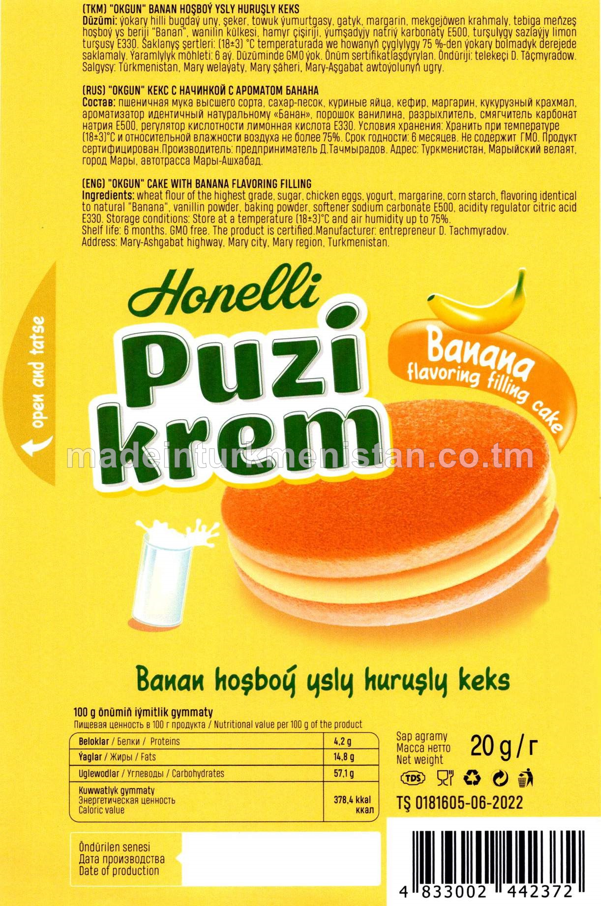 Honelli banan hoşboý ysly huruşly keks