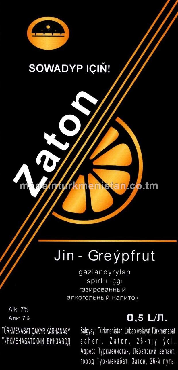 "Zaton" Jin-Greýpfrut gazlandyrylan spirtli içgi. Alk: 8%