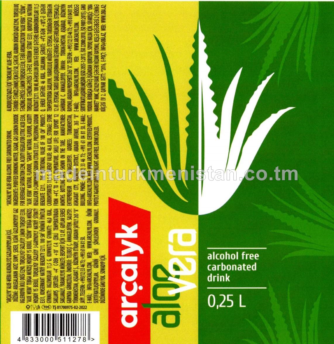 "Arçalyk-Aloe-Wera" alkogolsyz gazlandyrylan içgi
