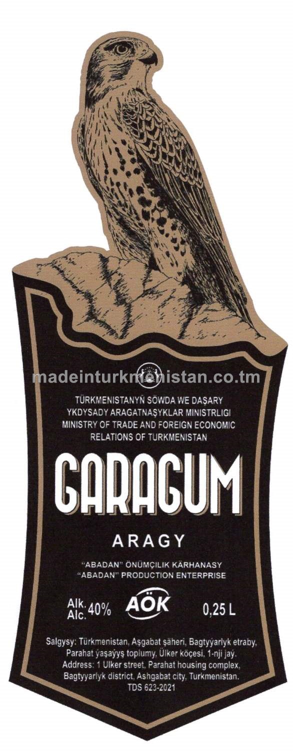 "Garagum" aragy. Alk: 40%