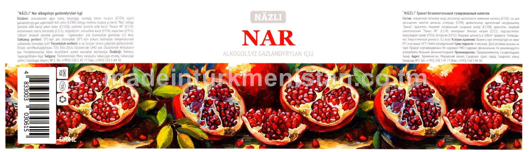 "Nar" alkogolsyz gazlandyrylan içgi