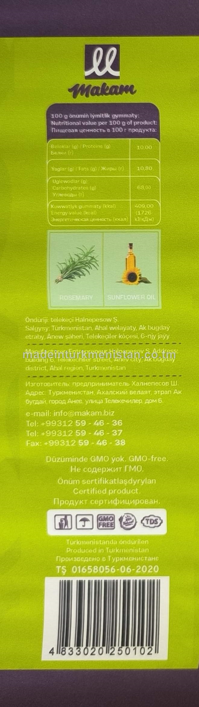 "Fam" rozmarinli çörek taýajyklary