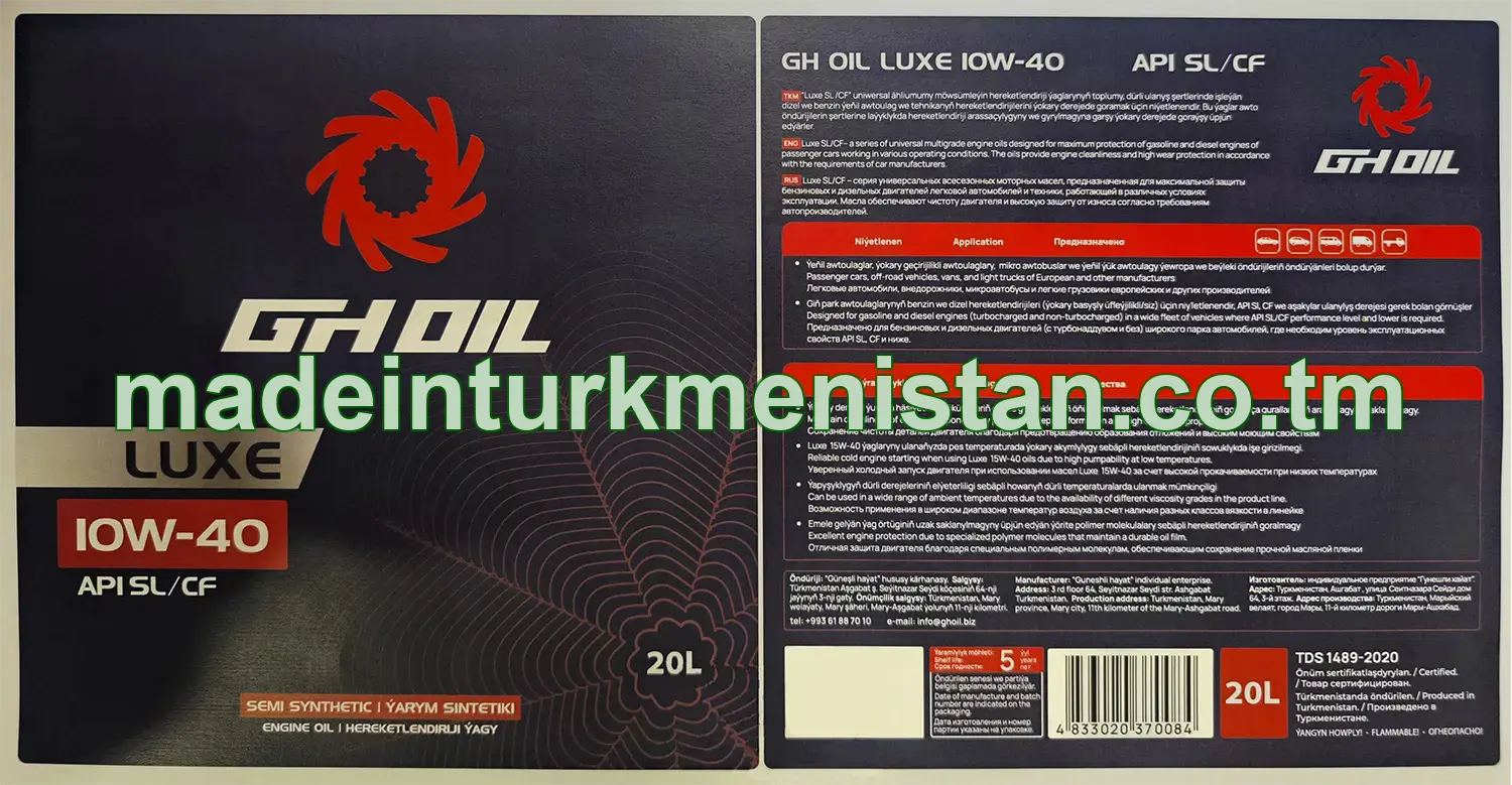 Ýarym sintetiki hereketlendiriji ýagy LUXE 10W-40 API SL/CF