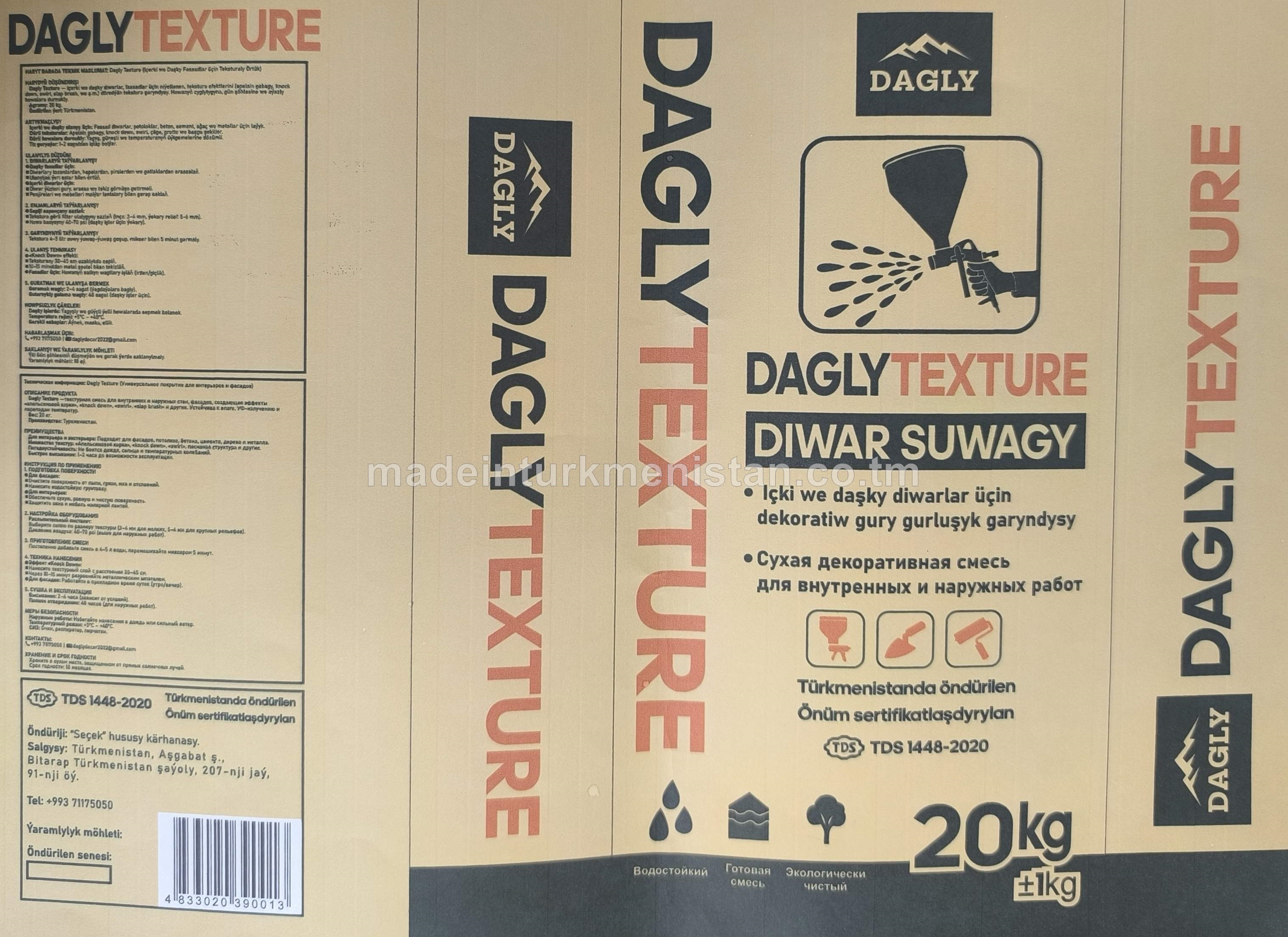 DaglyTexture diwar suwagy (içki we daşky diwarlar üçin dekoratiw gury gurluşyk garyndy)