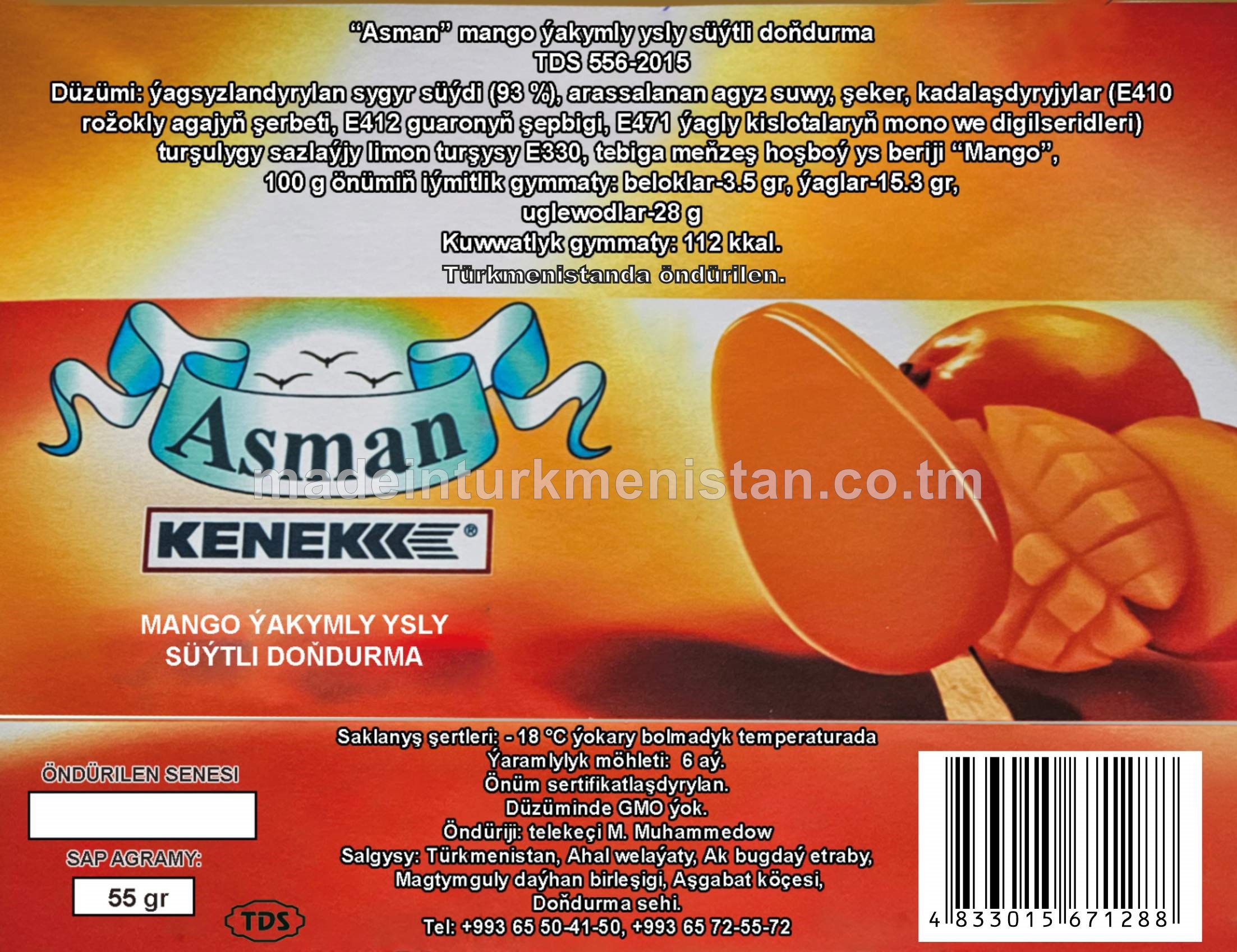 "Asman" Mango ýakymly ysly süýtli doňdurma