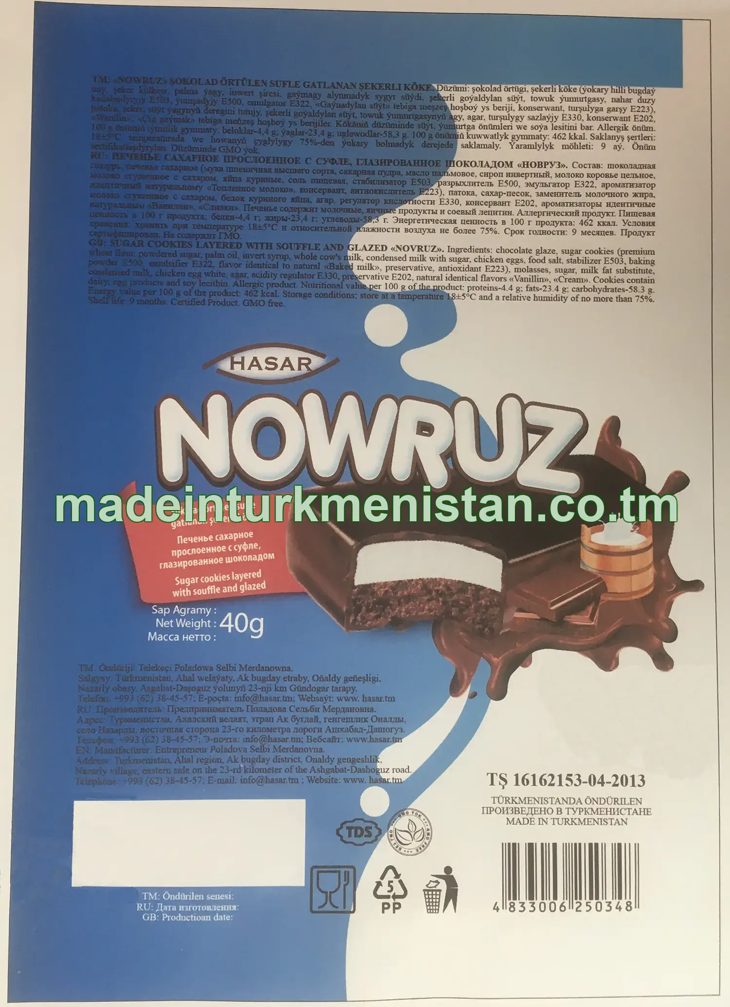 "Nowruz" şokolad örtülen sufle gatlanan şekerli köke