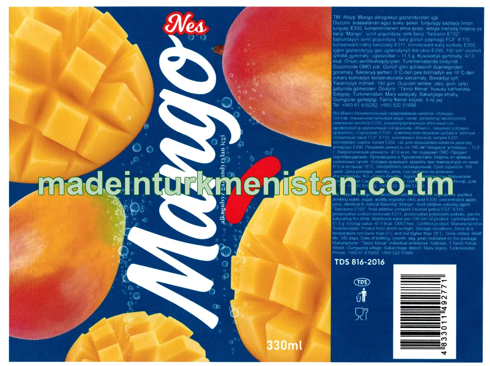 "Alkyş" Mango alkogolsyz gazlandyrylan içgi