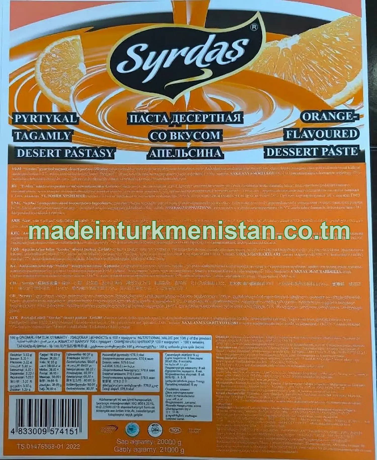 "Syrdaş" pyrtykal tagamly desert pastasy