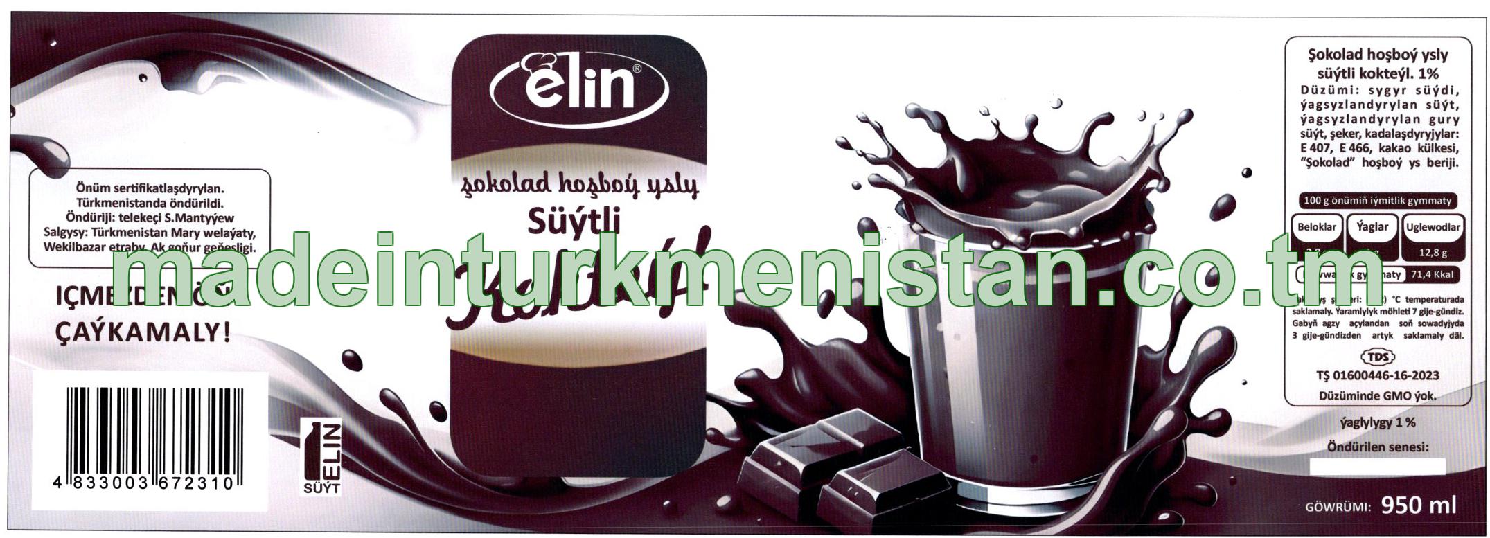 Şokoladly hoşboý ysly süýtli kokteýil