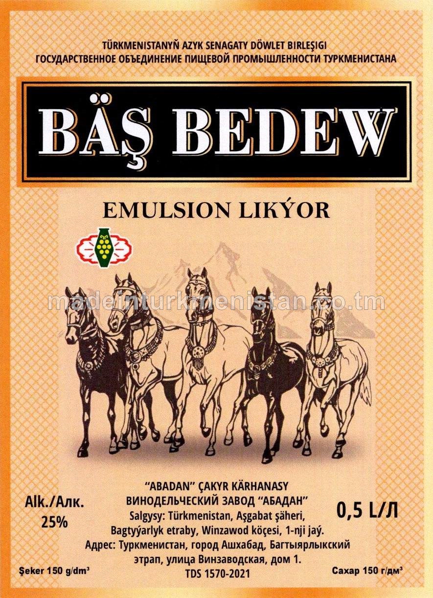 "Bäş bedew" emulsion likýor. Alk: 25%