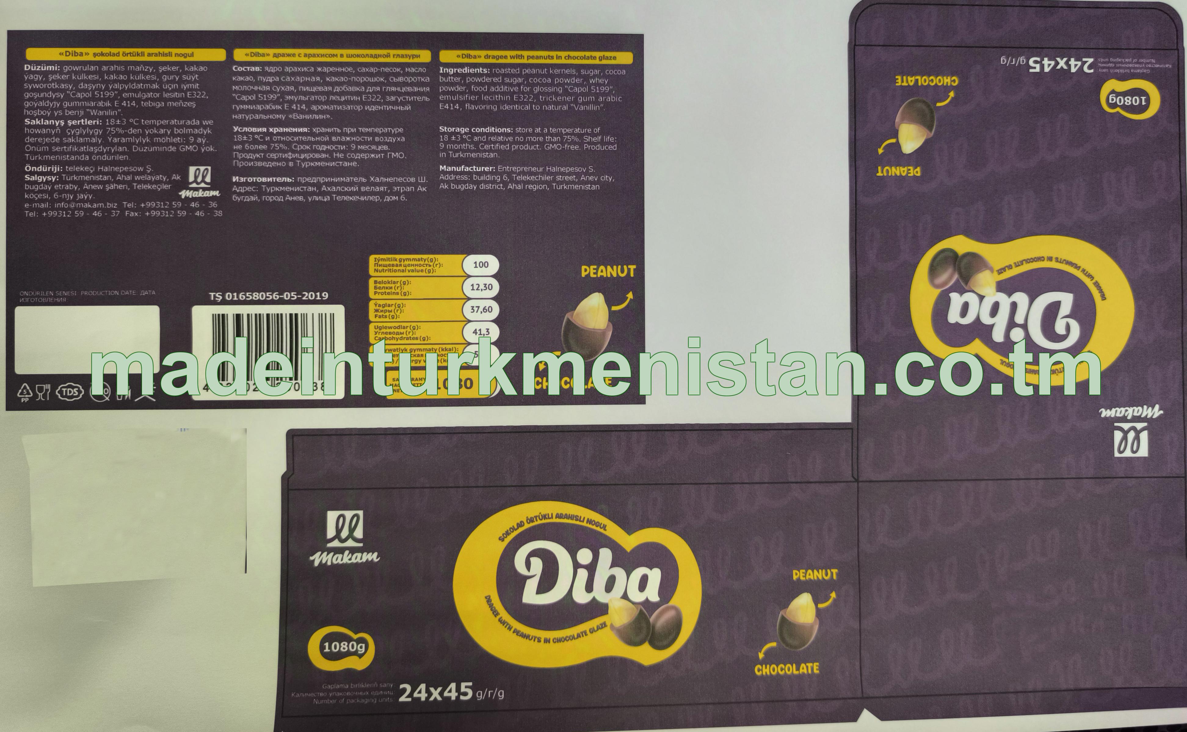 Şokolad örtükli arahisli nogul (24sany x 45g)