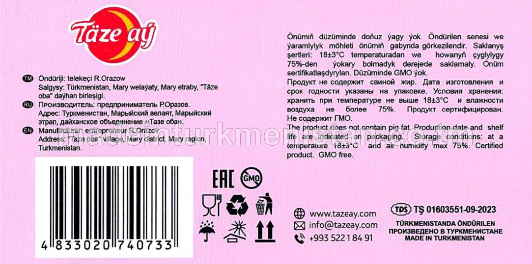 “Täze aý” zirk hoşboý ysly nabat ýaly karamel