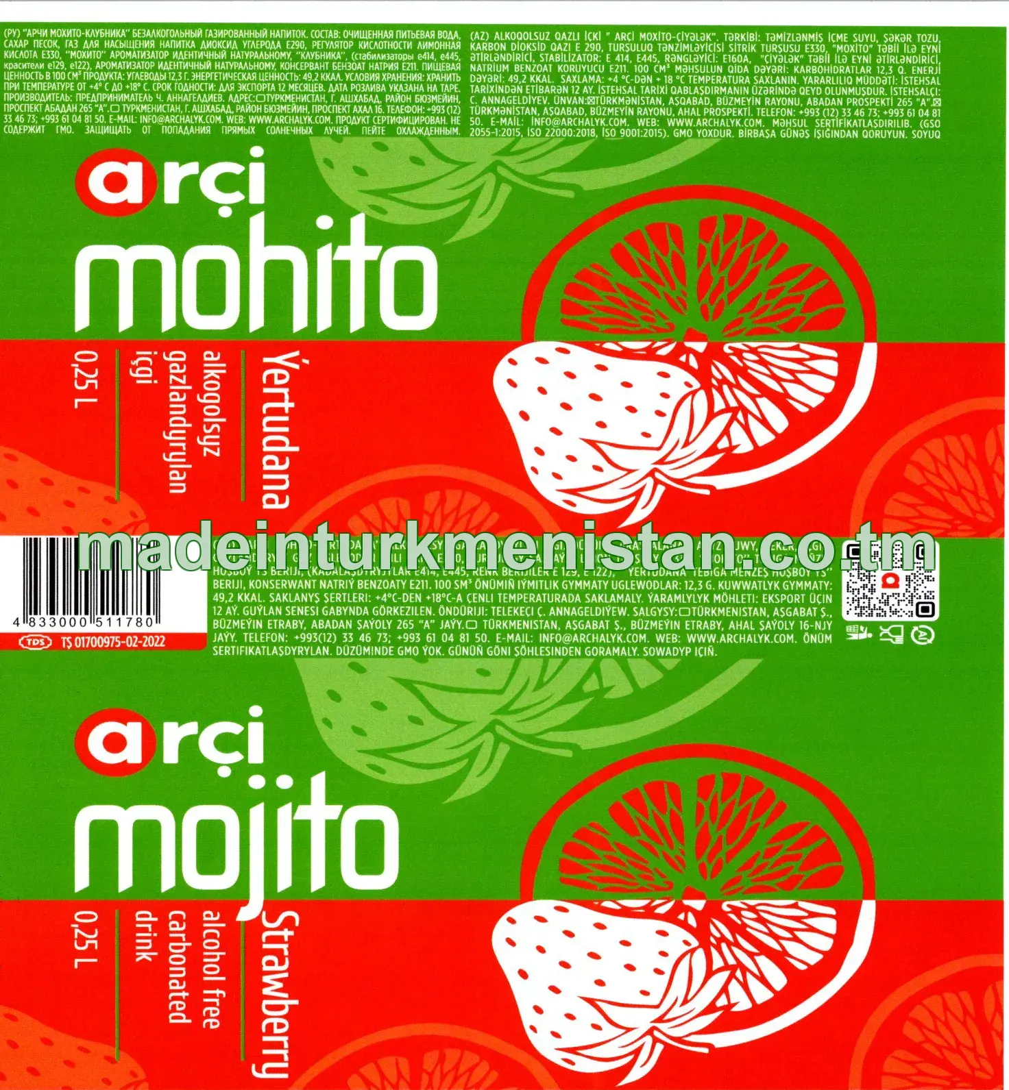 "Arçi Mohito-ýertudana"  alkogolsyz gazlandyrylan içgi