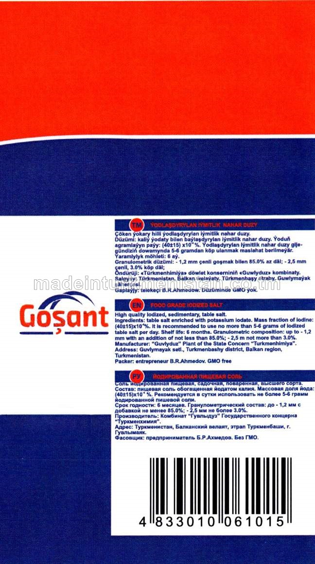 Ýodlaşdyrylan iýmitlik nahar duzy