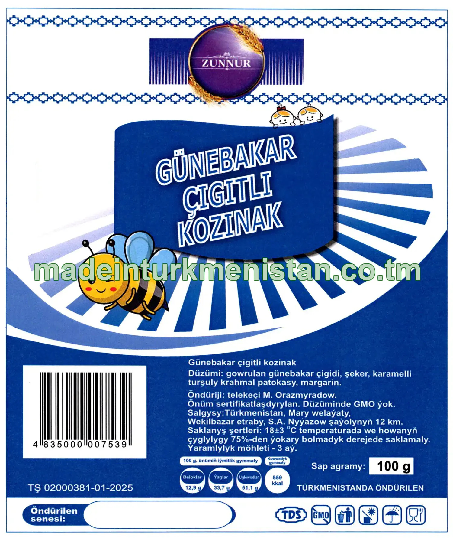 Günebakar çigitli kozinak