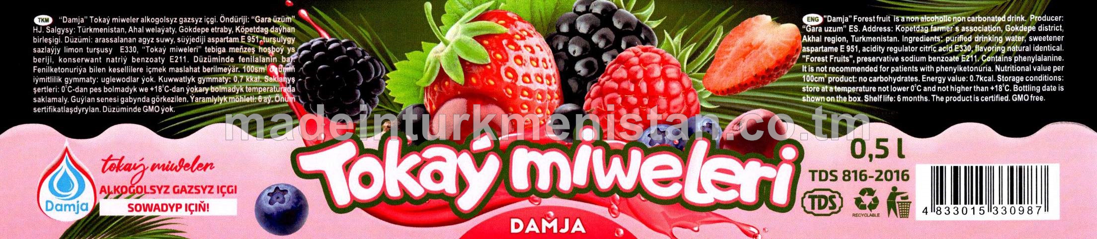 "Damja" Tokaý miweleri alkogolsyz gazsyz içgi