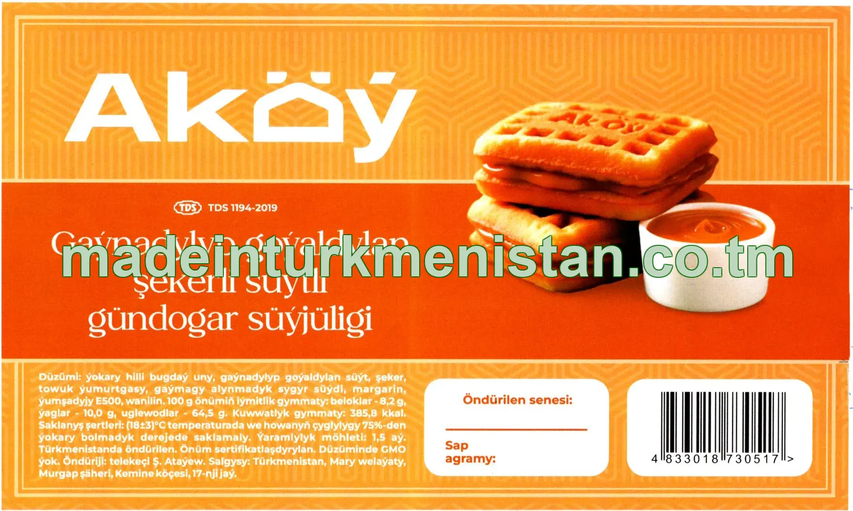 Gaýnadylyp goýaldylan şekerli süýtli gündogar süýjüligi
