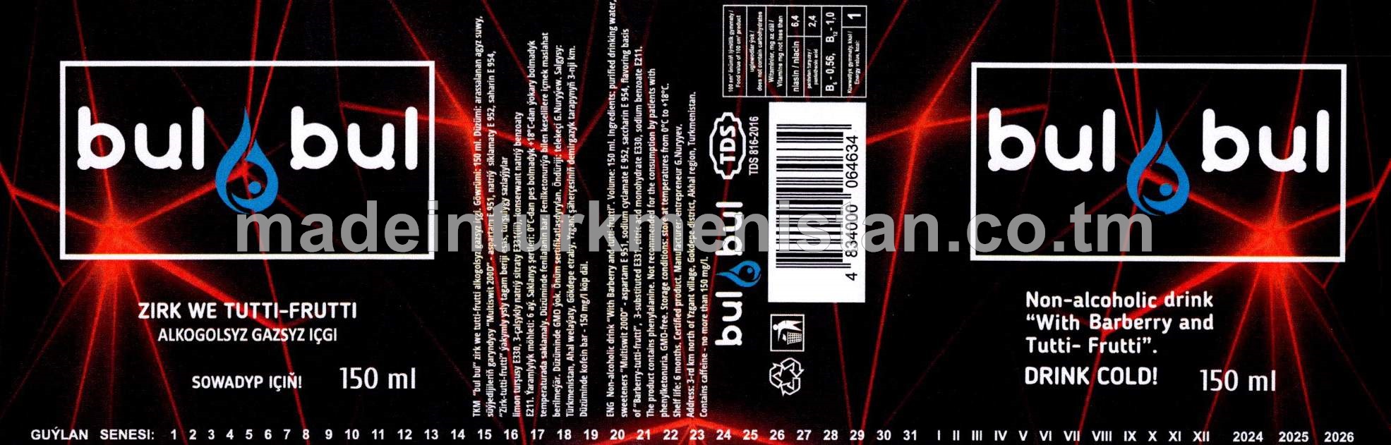 “Bul Bul” zirk we tutti-frutti alkogolsyz gazsyz içgi. 