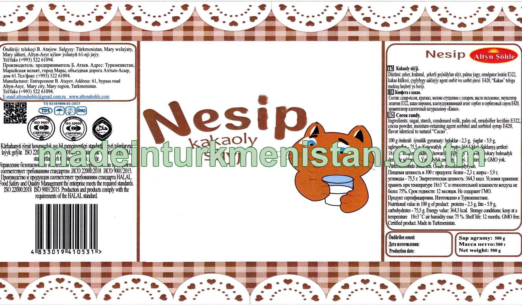"Nesip" kakaoly süýji