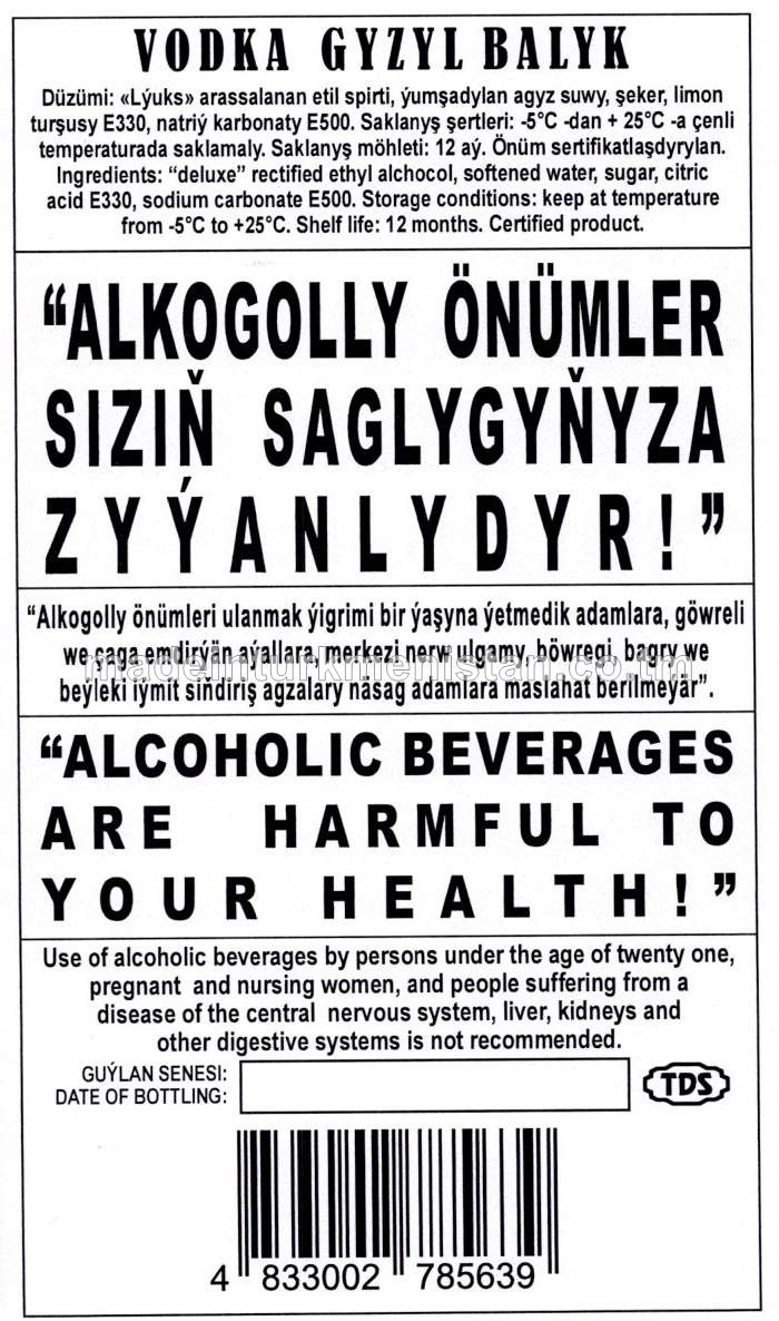 "Gyzyl balyk" aragy. Alk: 40%