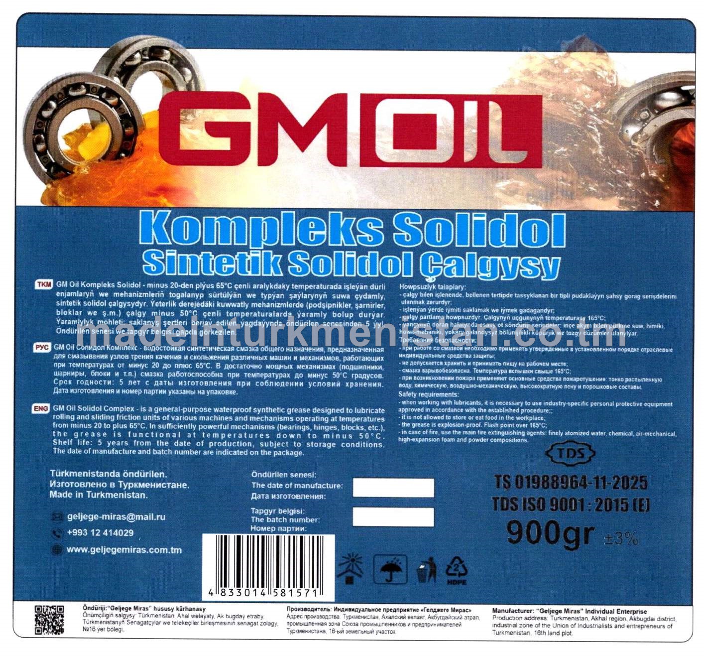 Kompleks Solidol Sintetik Solidol Çalgysy