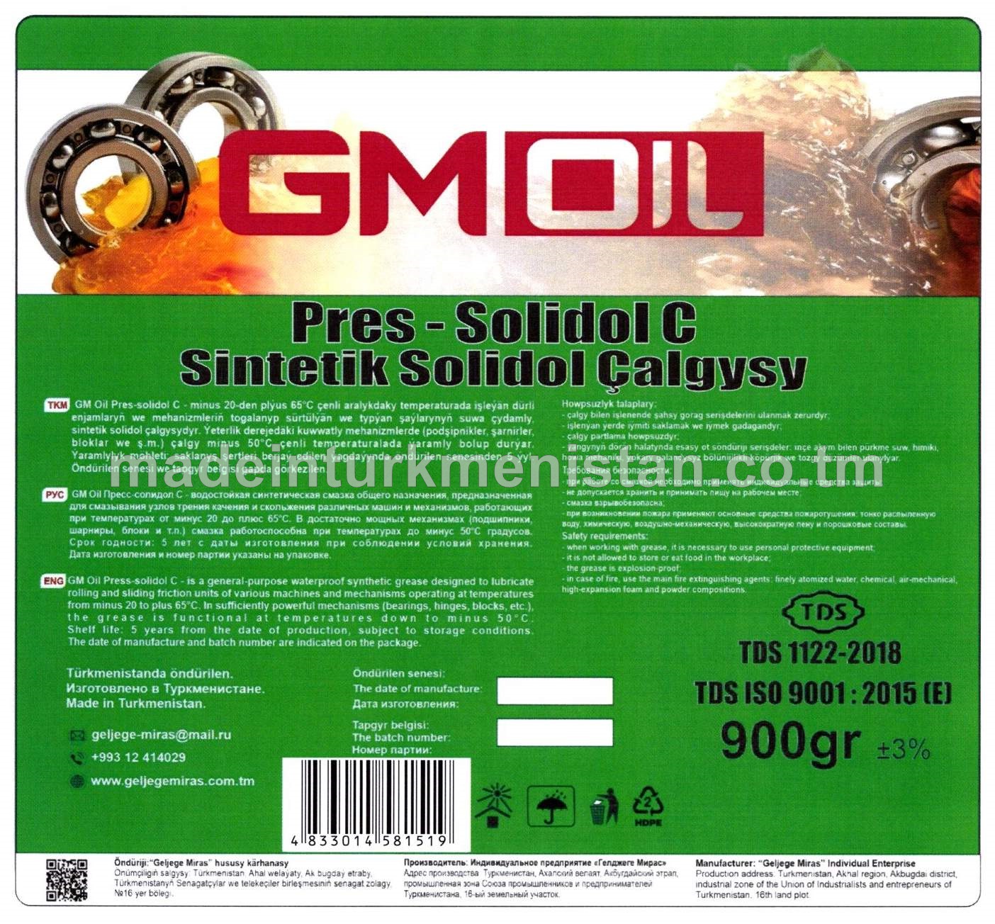 Pres-Solidol C Sintetik Solidol Çalgysy