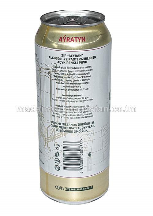 "Seýran" alkogolsyz pasterizirlenen açyk reňkli piwo
