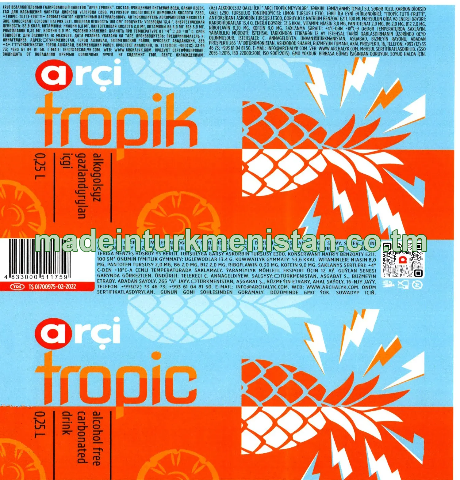 "Arçi Tropik" miweler alkogolsyz gazlandyrylan içgi