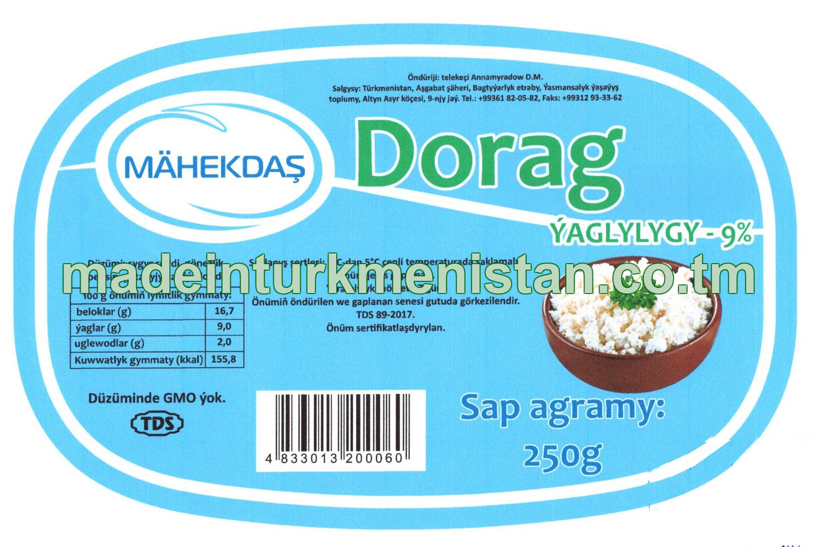 Dorag. Ýaglylygy 9%