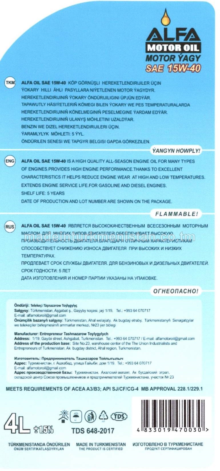 Motor ýagy SAE 15W-40