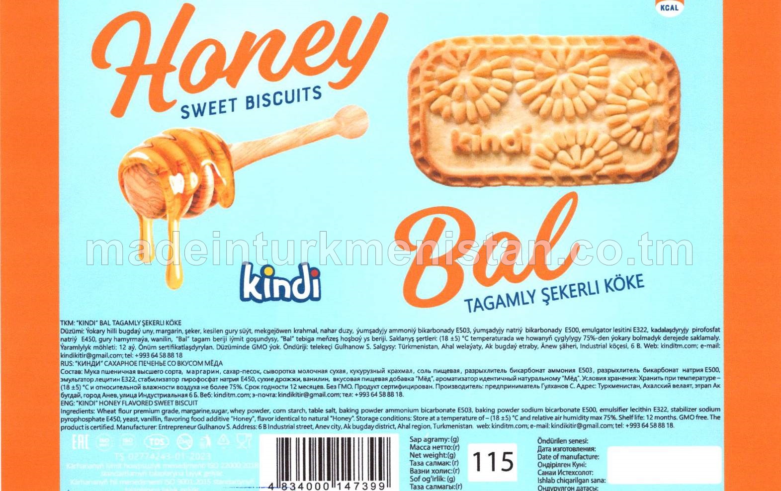 "Kindi" bal tagamly şekerli köke