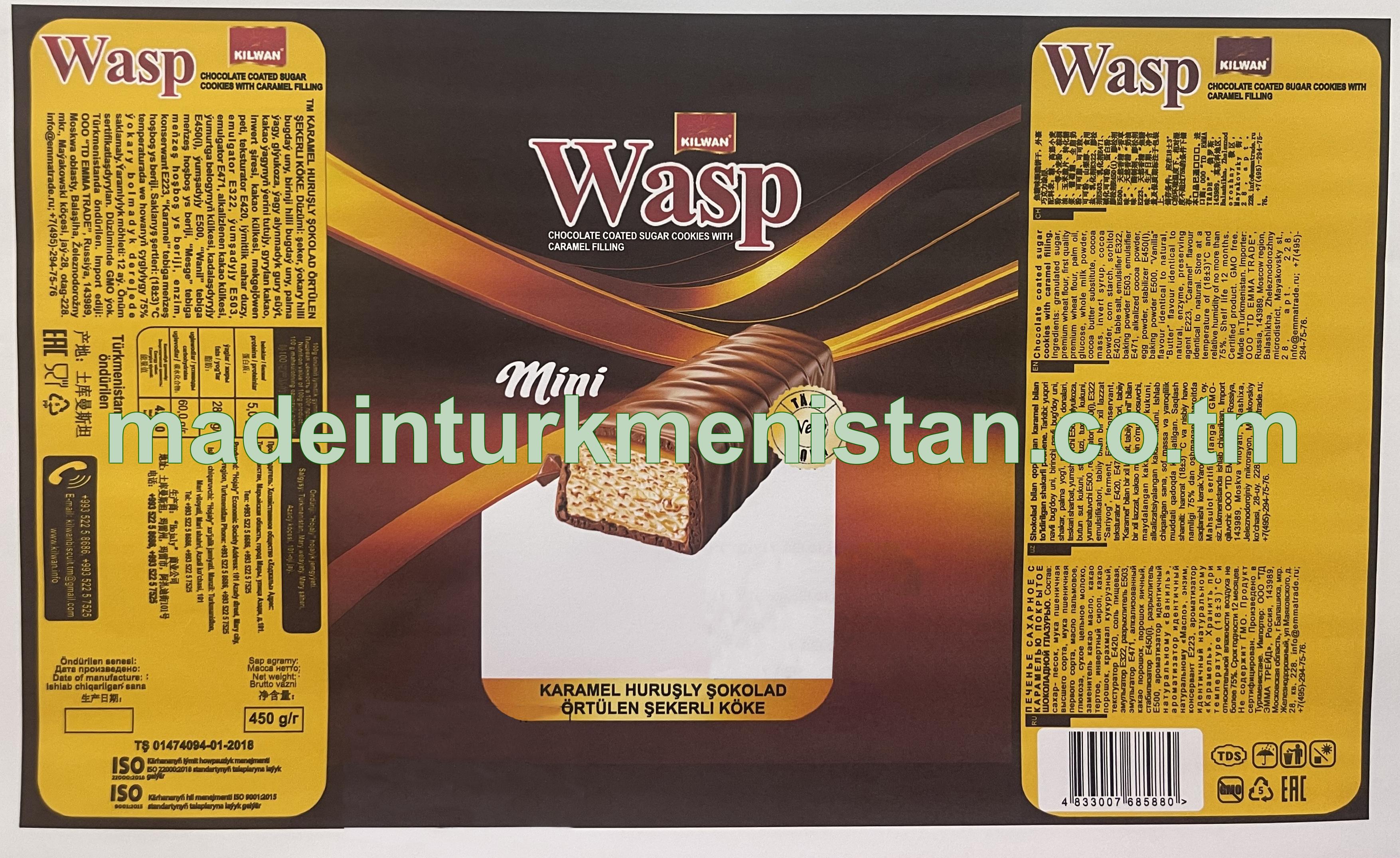 Wasp karamel huruşly şokolad örtülen petir köke