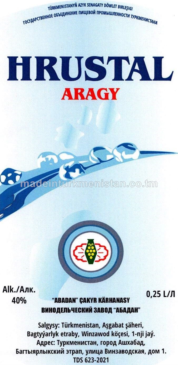 "Hrustal" aragy. Alk: 40%