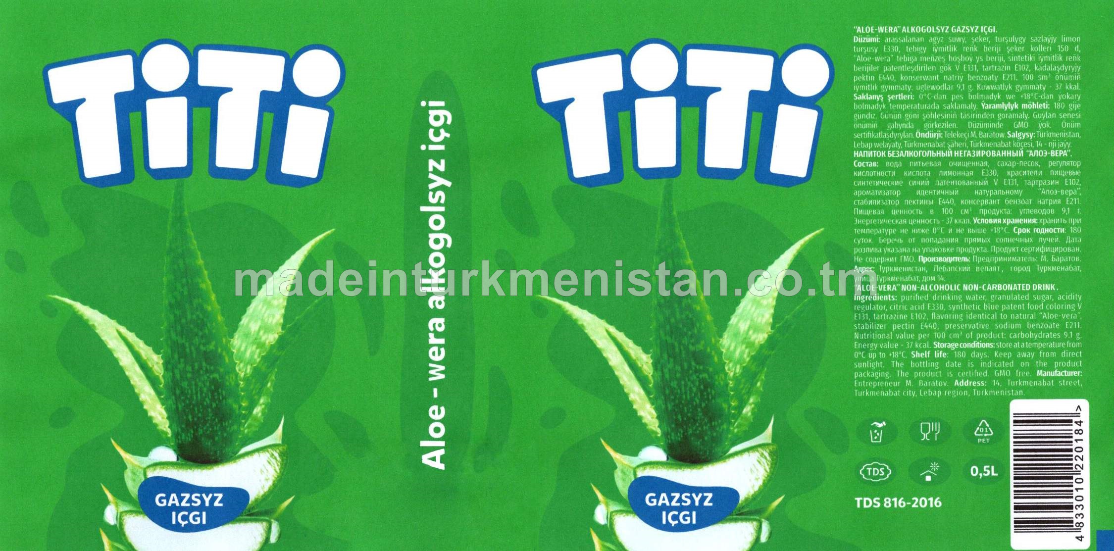 "TITI" Aloe-Wera alkogolsyz gazsyz içgi