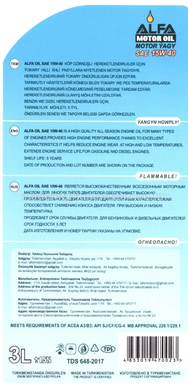 Motor ýagy SAE 15W-40