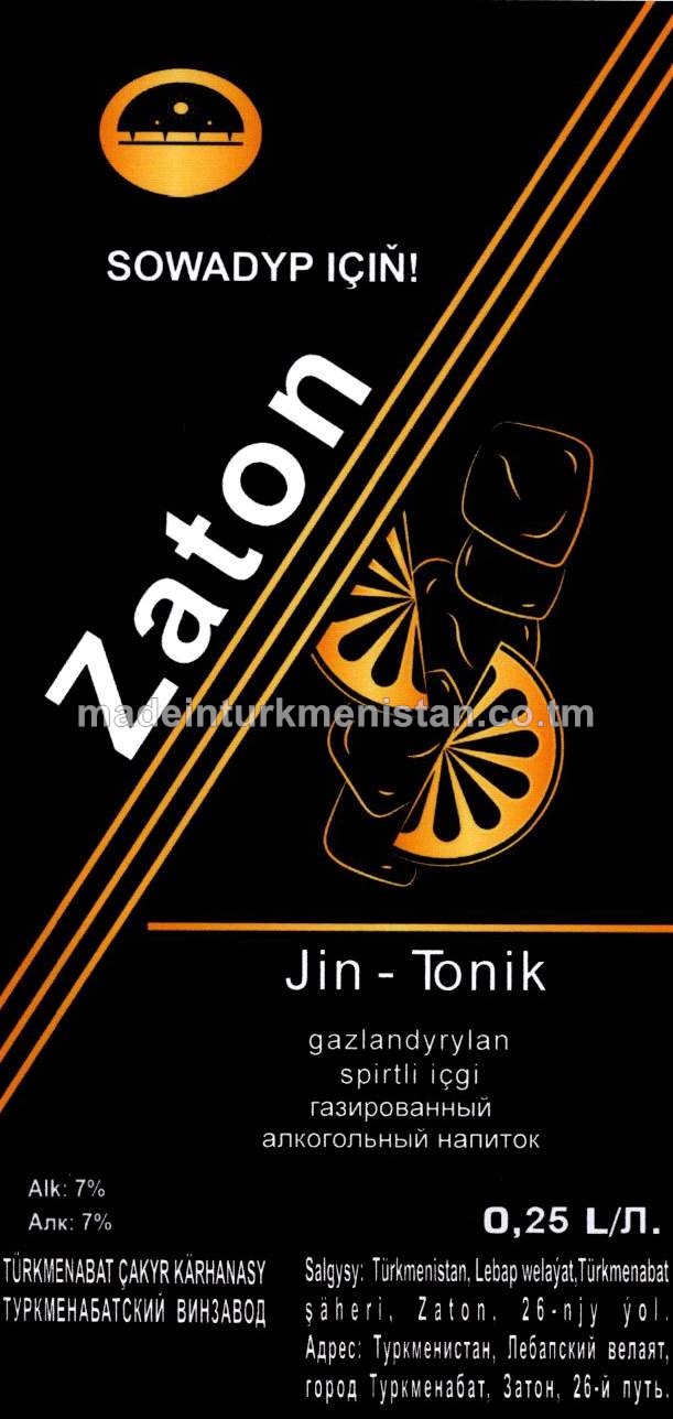 "Zaton" Jin-Tonik gazlandyrylan spirtli içgi. Alk: 8%